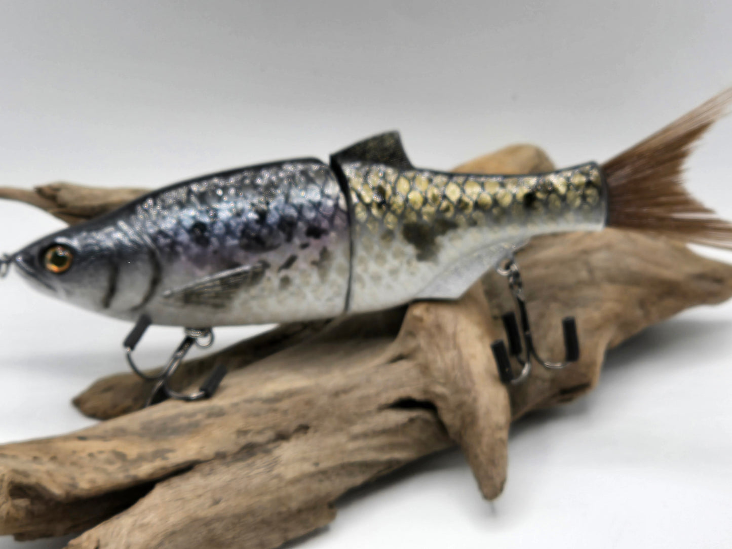 7" glide bait painted to look like a Clear Lake Hitch